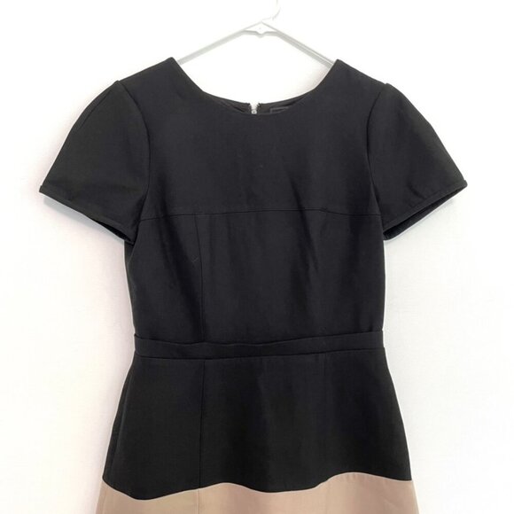 BCBGMAXAZRIA Hannah Dress Black Tan Brown Colorblock Color Block Fit Flare Mini - Picture 5 of 16